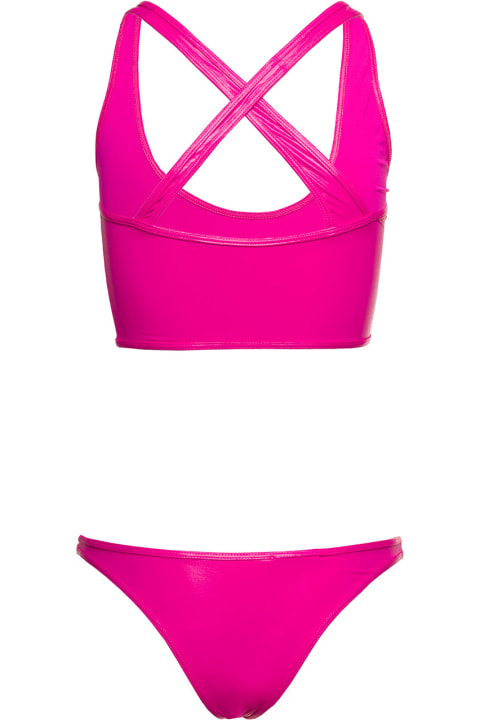 Swimwear for Women The Attico Crossover-strap Bikini Set With Embroidered Logo In Technical Fabric Woman
