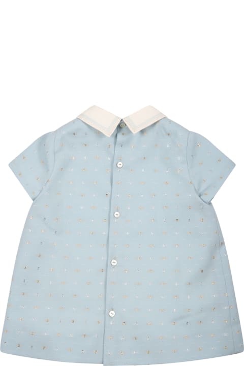 Light Blue Dress For Baby Girl With Gg