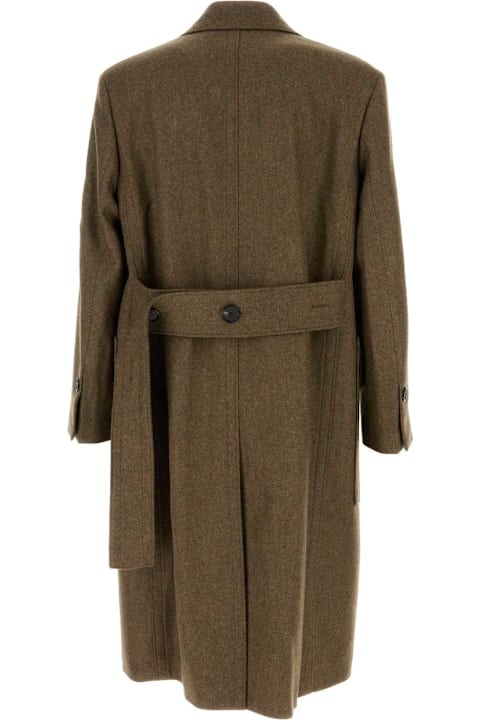 Ferragamo Coats & Jackets for Men Ferragamo Melange Mud Wool Coat