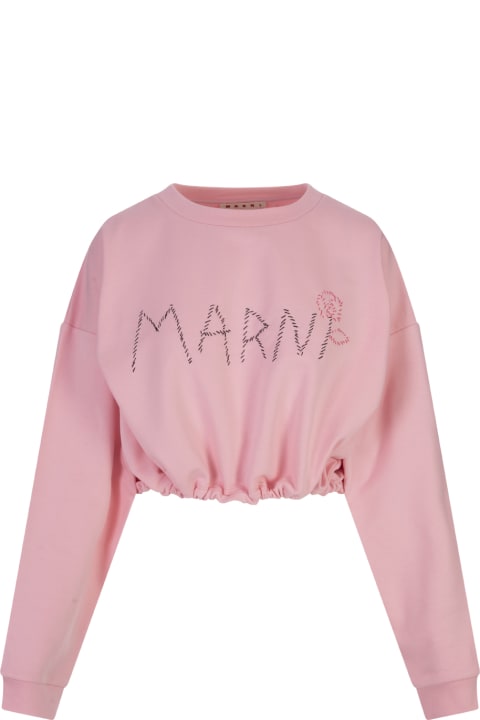 Fleeces & Tracksuits for Women Marni Pink Crop Sweatshirt With Logo