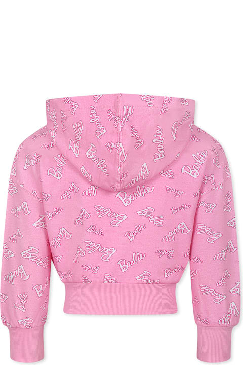 Monnalisa Sweaters & Sweatshirts for Girls Monnalisa Pink Crop Sweatshirt For Girl With Barbie Printed