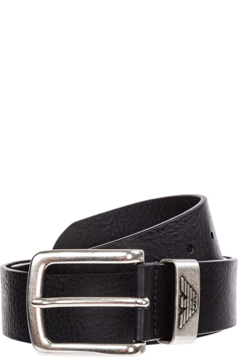 Belts for Men Emporio Armani Logo Engraved Buckle Belt