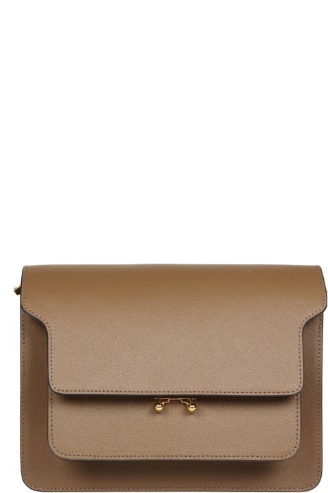 Fashion for Women Marni Medium Trunk Bag In Taupe Color Leather