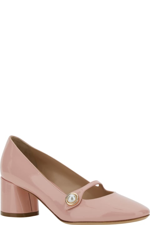 High-Heeled Shoes for Women Casadei 'emily' Pink Pointed Pumps With Pearl Detail In Patent Leather Woman