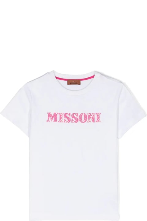 Missoni Kids Missoni Kids White T-shirt With Pink Sequins Logo