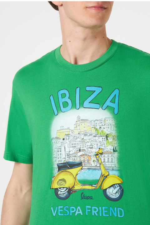 MC2 Saint Barth for Men MC2 Saint Barth Man Cotton T-shirt With Ibiza Vespa Print | Vespa® Special Edition