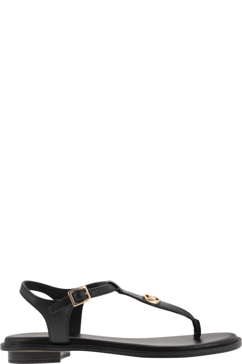 ウィメンズ新着アイテム Michael Kors Collection Leather Sandal With Logo