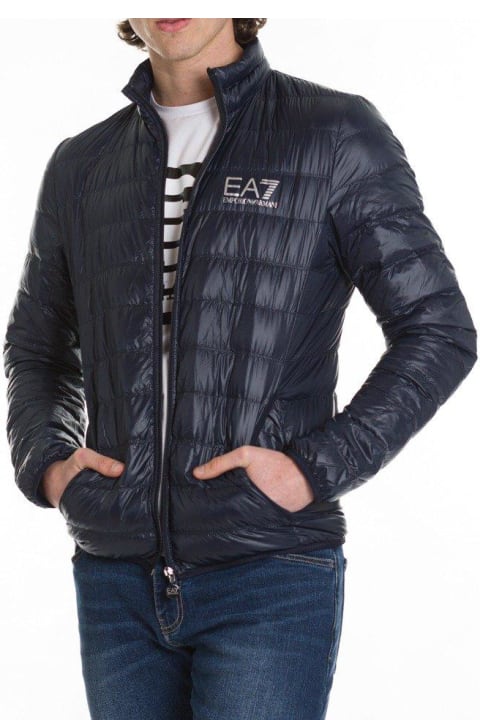 Fashion for Men EA7 Logo Printed Zipped Puffer Jacket