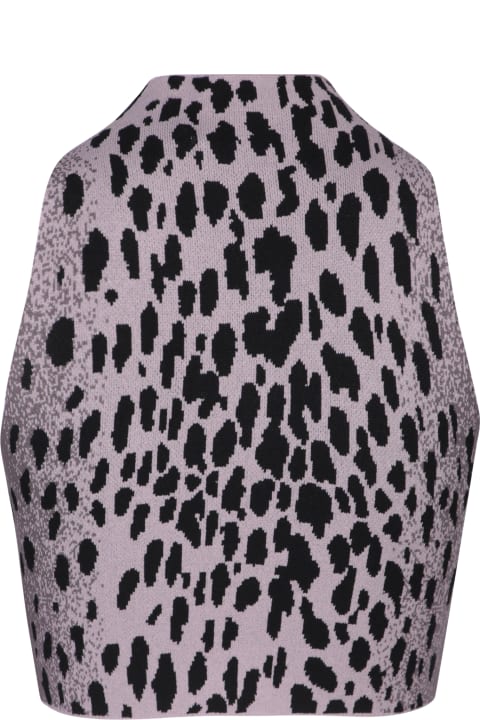 SSHEENA Clothing for Women SSHEENA Leopard Knit Crop Top In Lilac And Black By Ssheena