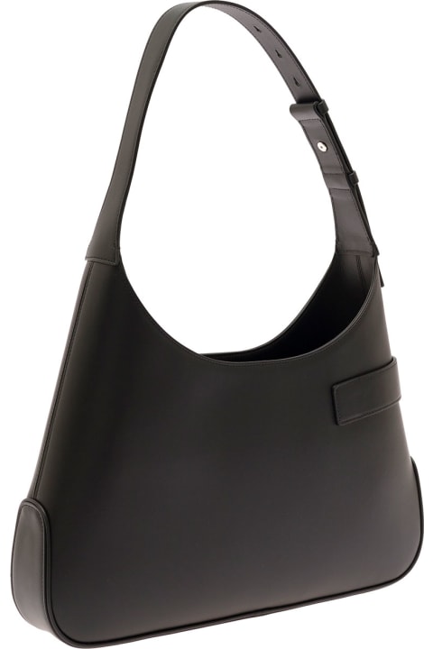 Fashion for Women Ferragamo Black Hobo Shoulder Bag With Asymmetric Pocket And Gancini Buckle In Leather Woman