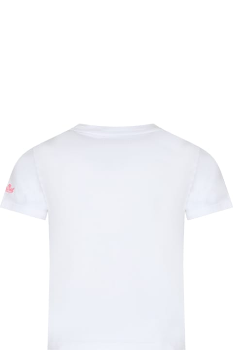 ガールズ MC2 Saint BarthのTシャツ＆ポロシャツ MC2 Saint Barth White T-shirt For Girl With Angel Print