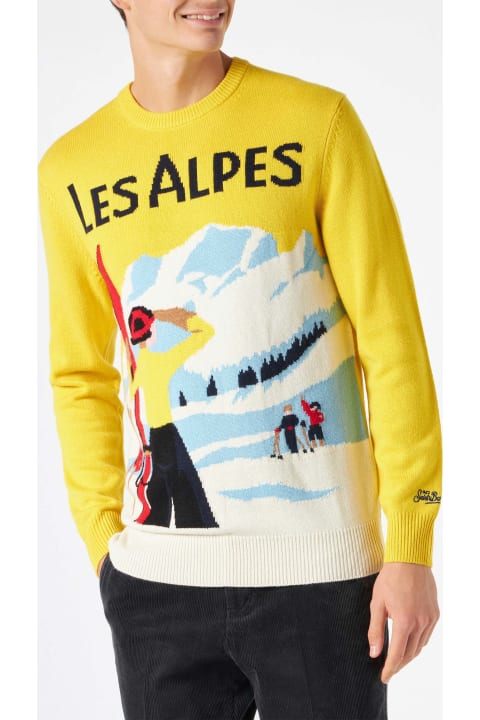 Fashion for Men MC2 Saint Barth Man Sweater With Les Alpes Postcard