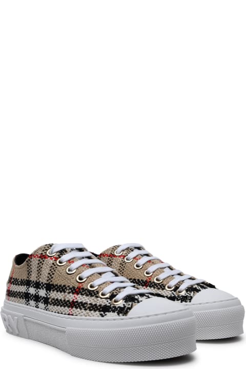 Burberry Sneakers for Women Burberry Jack Beige Cotton Blend Sneakers