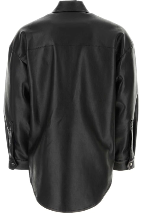 メンズ Nanushkaのシャツ Nanushka Black Synthetic Leather Oversize Martin Shirt