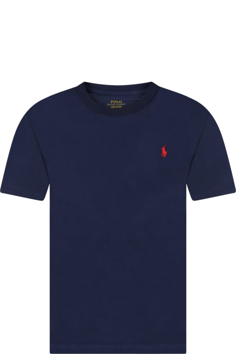Homeware Ralph Lauren Blue T-shirt For Boy With Pony Logo