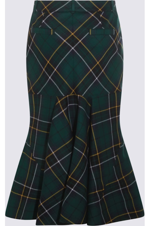 Homeware Alexander McQueen Navy Green And Yellow Wool Tartan Pencil Skirt