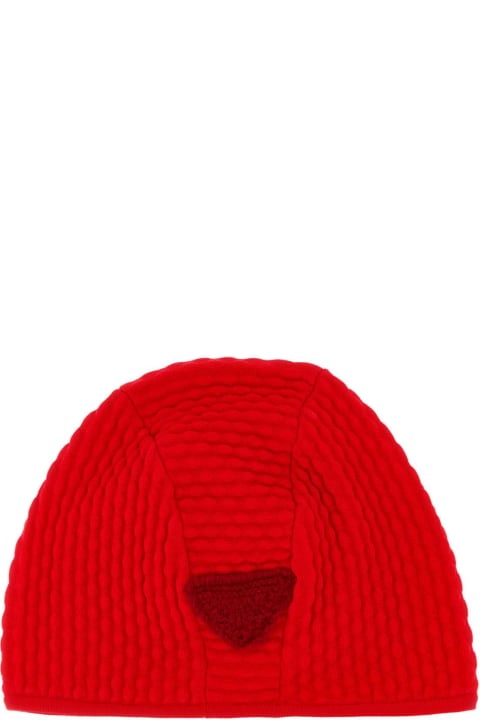 Hats for Men Prada Red Stretch Nylon Blend Beanie