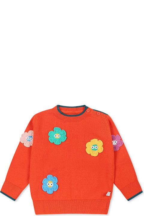 Homeware Stella McCartney Kids Orange Sweater For Baby Girl With Flowers