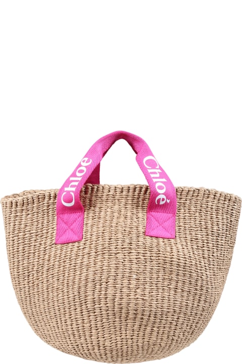 Chloé for Kids Chloé Casual Beige Straw Bag For Girl