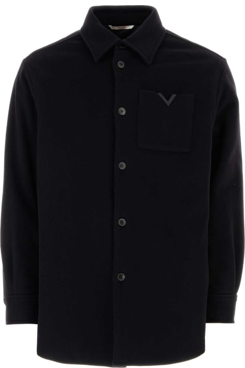 Clothing for Men Valentino Garavani Midnight Blue Wool Blend Shirt