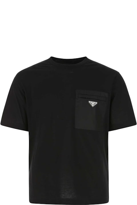 Sweaters for Men Prada Black Cotton T-shirt