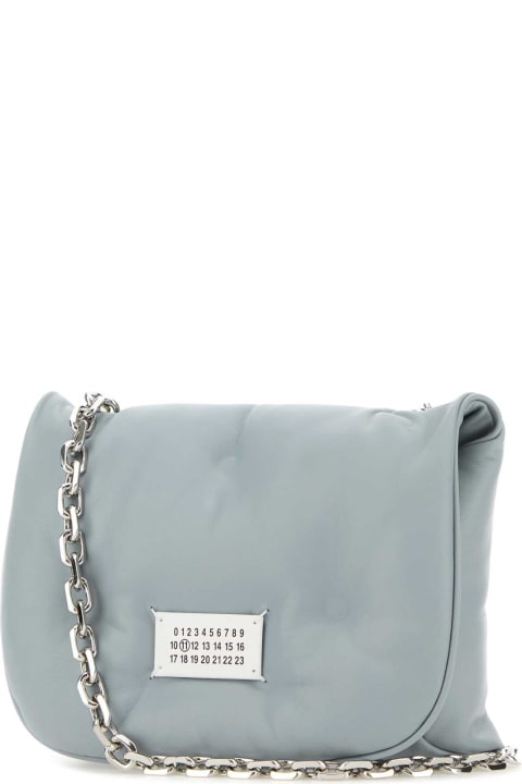 Bags for Men Maison Margiela Light Blue Nappa Leather Small Glam Slam Flap Crossbody Bag