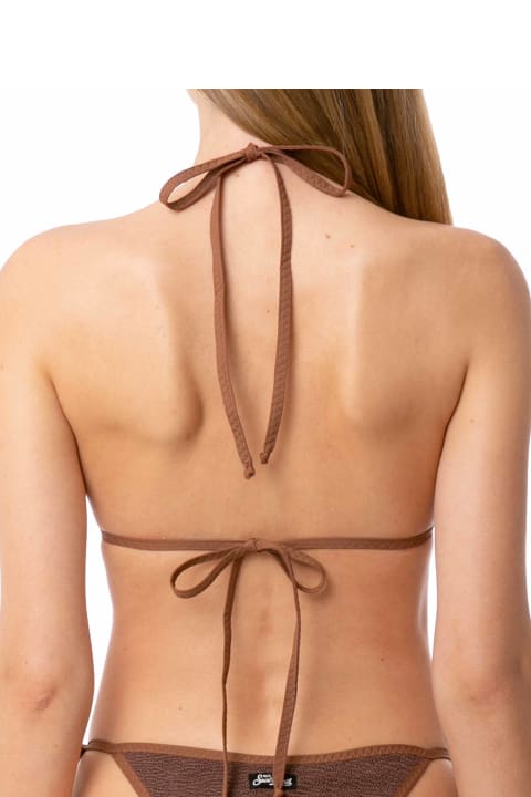 Homeware MC2 Saint Barth Woman Brown Crinkle Triangle Top Swimsuit