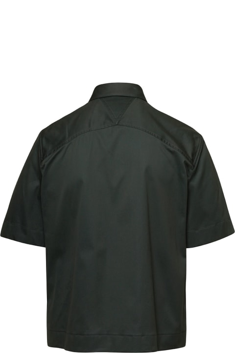 Green Short Sleeved Shirt With Pockets In Cotton Man