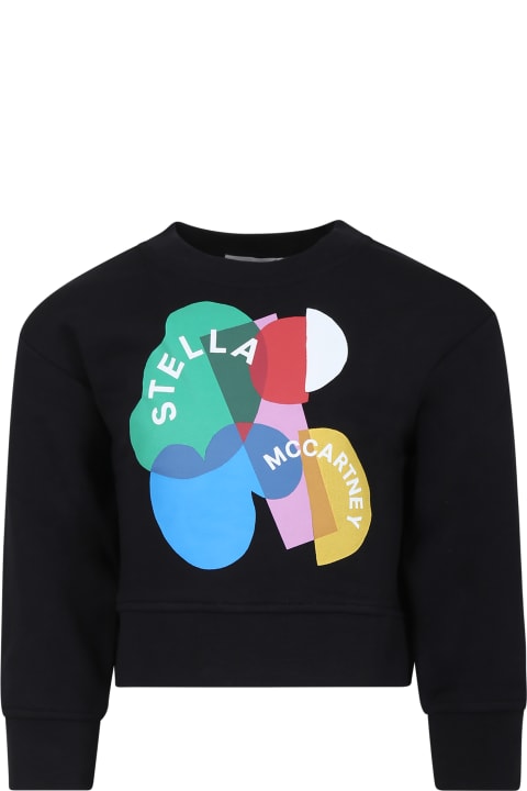 Stella McCartney Kids Kids Stella McCartney Kids Black Sweatshirt For Girl With Print And Logo
