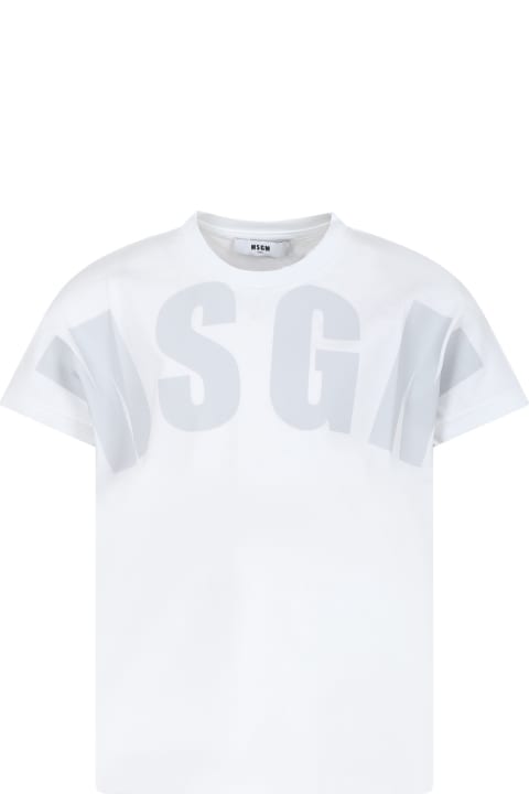 MSGM T-Shirts & Polo Shirts for Boys MSGM White T-shirt For Kids With Logo