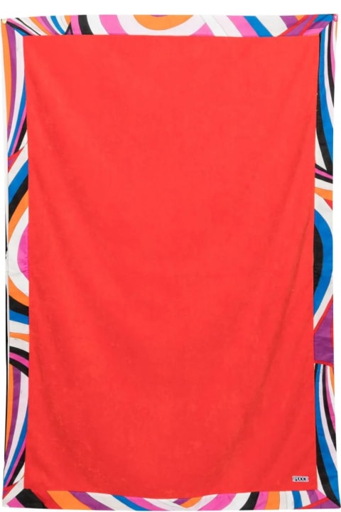Fashion for Kids Pucci Red Beach Towel With Iride Print Border