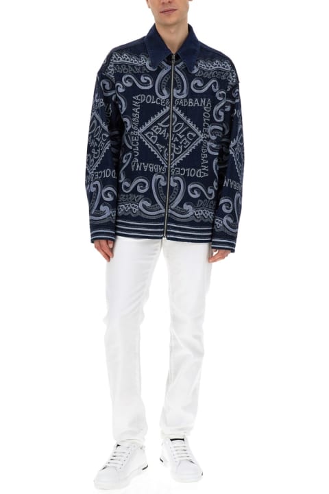 Dolce & Gabbana Coats & Jackets for Men Dolce & Gabbana Navy Print Cardigan