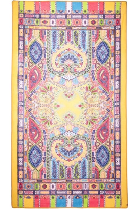 Textiles & Linens Etro Multicolor Beach Towel With Paisley Ornamental Print In Cotton Terry Home