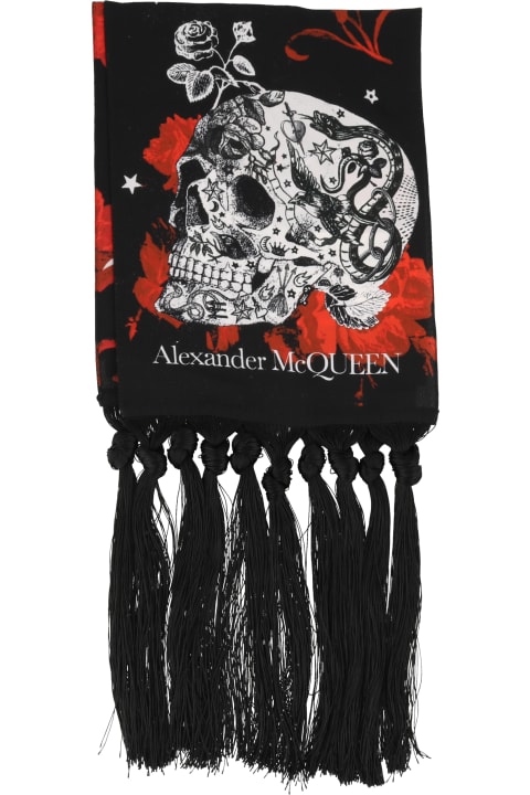 Scarves Alexander Mcqueen  Tattoo print fringed foulard  4149383943Q2960