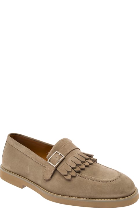 Loafers & Boat Shoes for Men Doucal's Beige Loafers With Fringe And Buckle In Suede Man