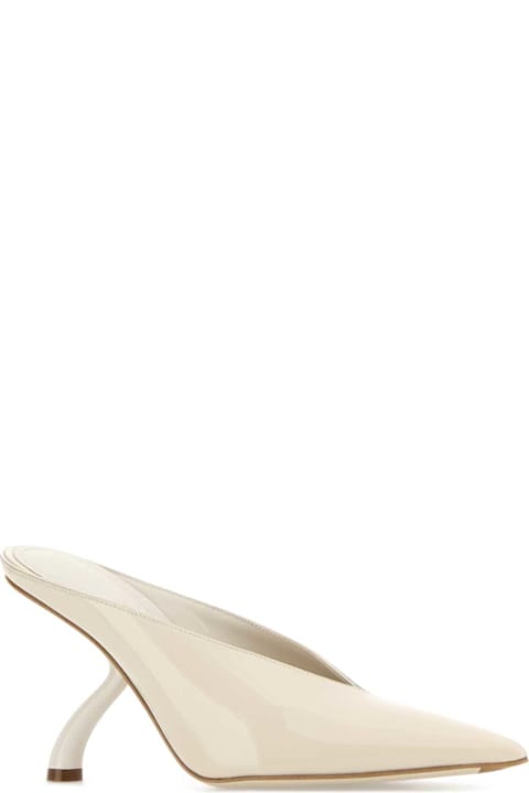 Ferragamo Ivory Leather Itaca Sabot