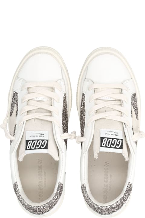Homeware Golden Goose Golden Goose Kids May Leather And Glitter Sneakers