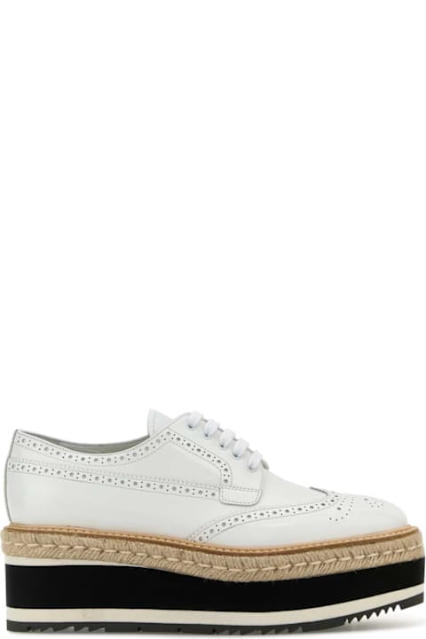 Sale for Women Prada White Leather Lace-up Shoes