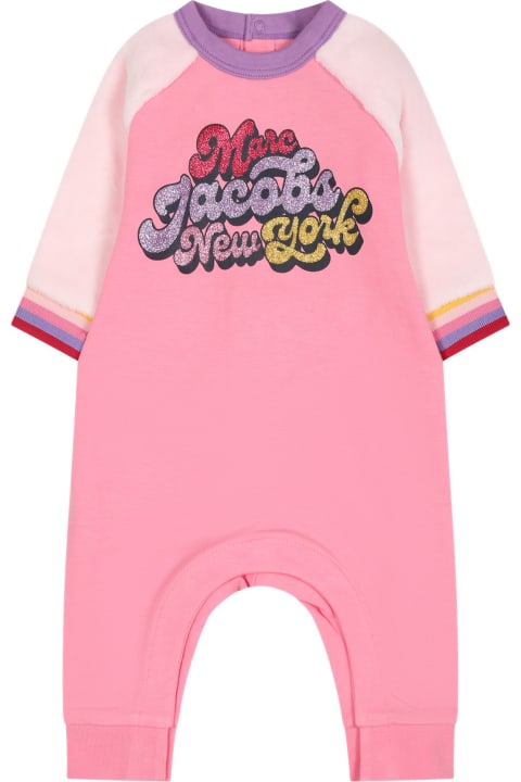 Bodysuits & Sets for Baby Girls Little Marc Jacobs Pink Babygrow For Baby Girl With Logo