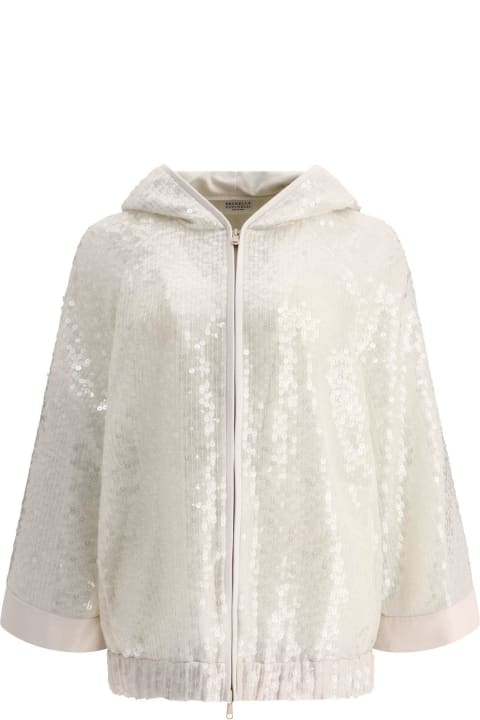 Brunello Cucinelli Clothing for Women Brunello Cucinelli Dazzling Embroidery Hooded Sweater
