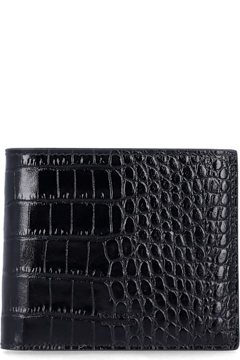 Homeware Tom Ford Tom Ford Black Croc-effect Leather Bi-fold Wallet