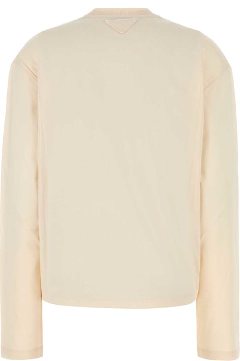 Prada ملابس علوية لـ السيدات Prada Sand Cotton T-shirt
