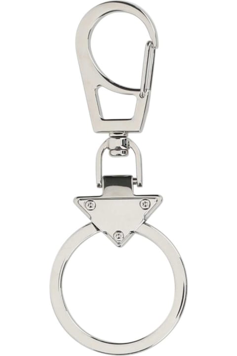 Prada Keyrings for Women Prada Silver Metal Key Ring