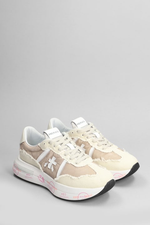 Shoes for Women Premiata Cassie Sneakers In Beige Fabric