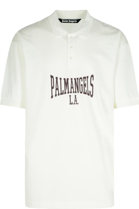 Palm Angels for Men Palm Angels 'college' White Cotton Polo Shirt