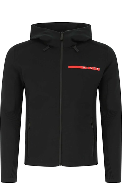 Sweaters for Men Prada Black Stretch Polyester Blend Sweatshirt
