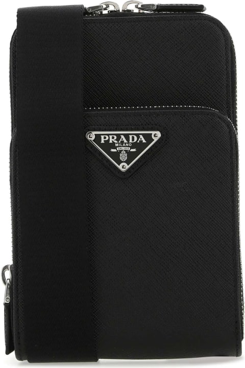 メンズ Pradaのデジタルアクセサリー Prada Black Leather Phone Case