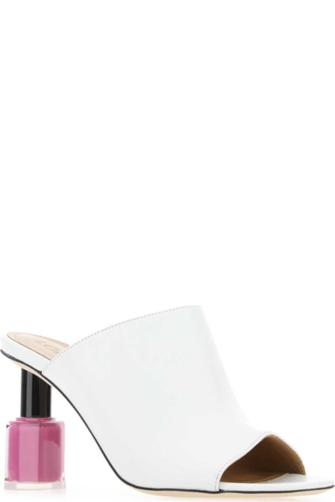 Fashion for Women Loewe White Leather Nail Polish Mules