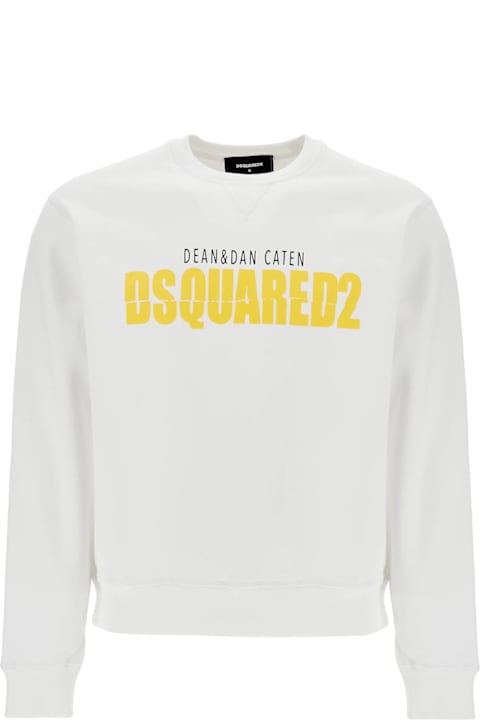 Dsquared2 for Men Dsquared2 White Cotton Sweatshirt With Distinctive Yellow Logo