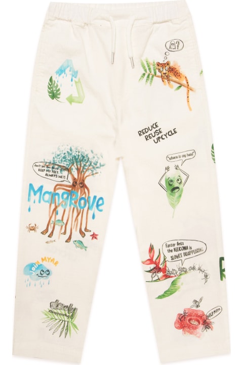 Myp11u Trousers Myar Deadstock White Fabric Trousers With Digital Prints